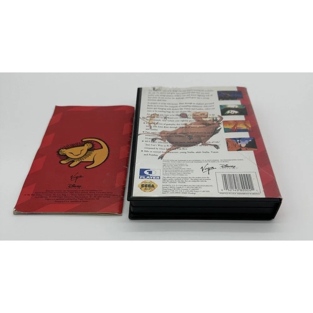 LION KING (SEGA GENESIS, 1994) COMPLETE CIB - HANG TAB GAME CASE MANUAL DISNEY